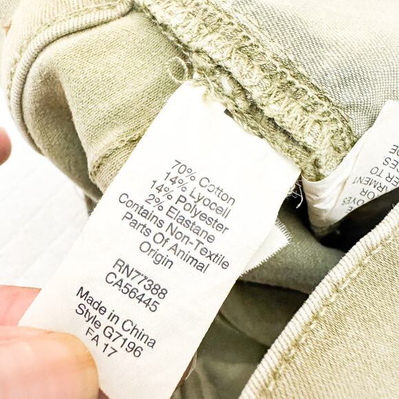 Madewell 9" High-Rise Skinny Green Khaki Denim Jeans Raw Hem Size 28 - Picture 7 of 10